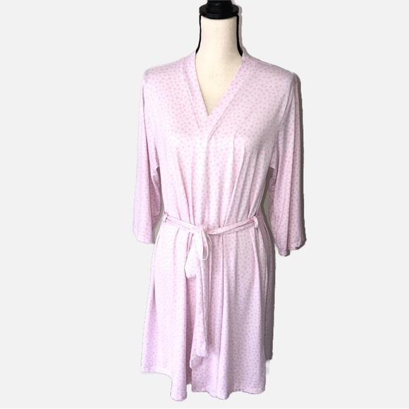 Laura Ashley Pink Heart Print Robe Size Large - Picture 1 of 8